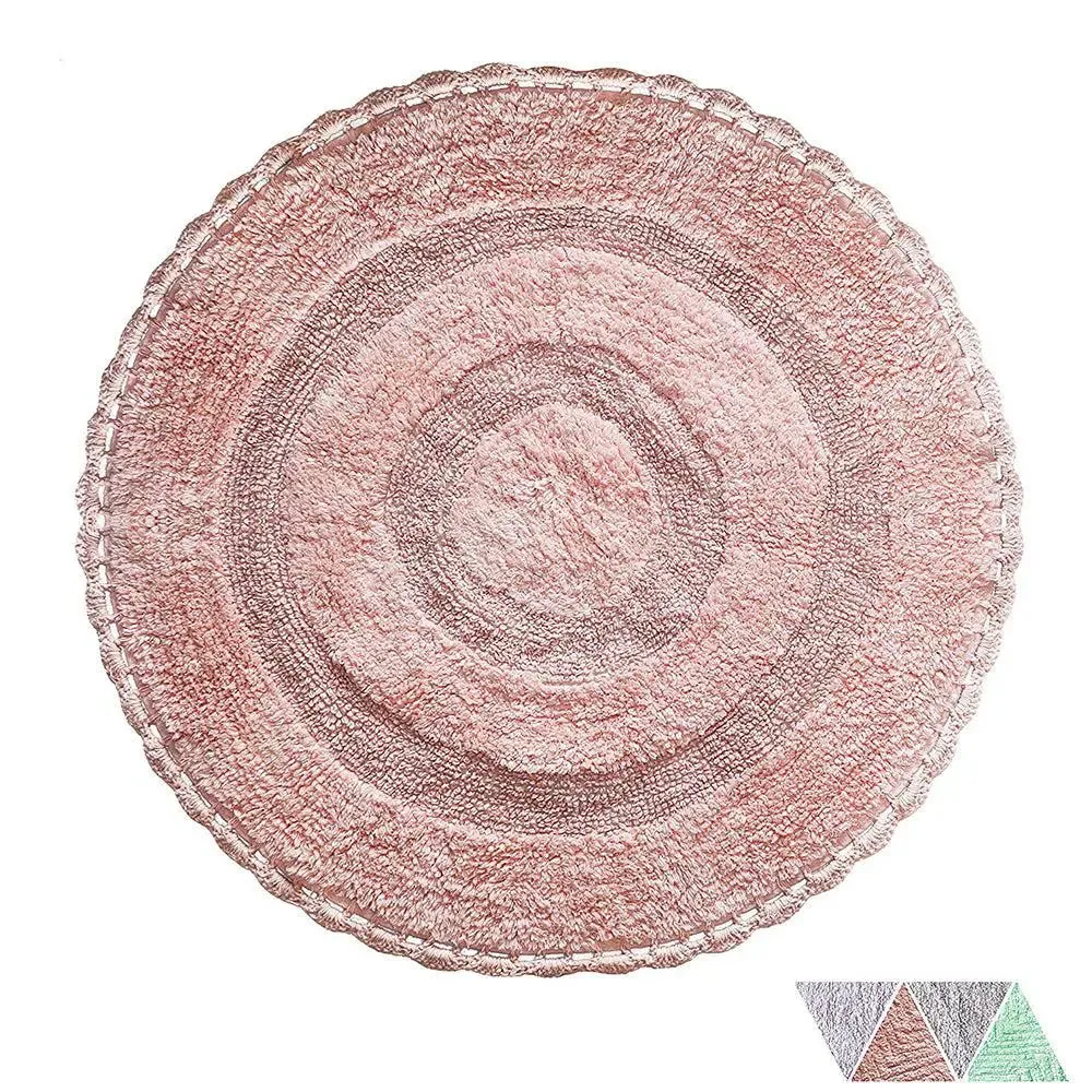 Blush Pink Cotton Soft Round Bathmat 60 cm