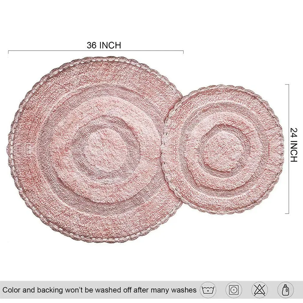 Blush Pink Cotton Soft Round Bathmat 60 cm