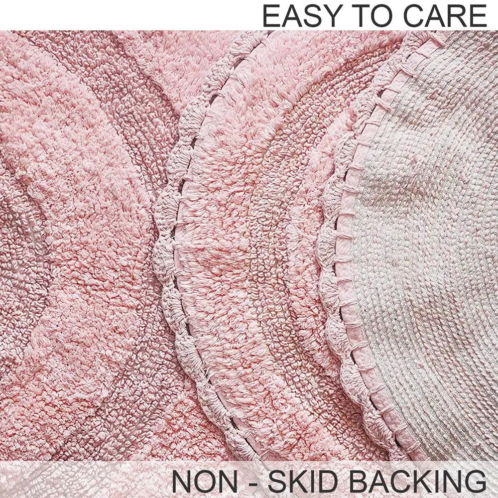 Blush Pink Cotton Soft Round Bathmat 60 cm