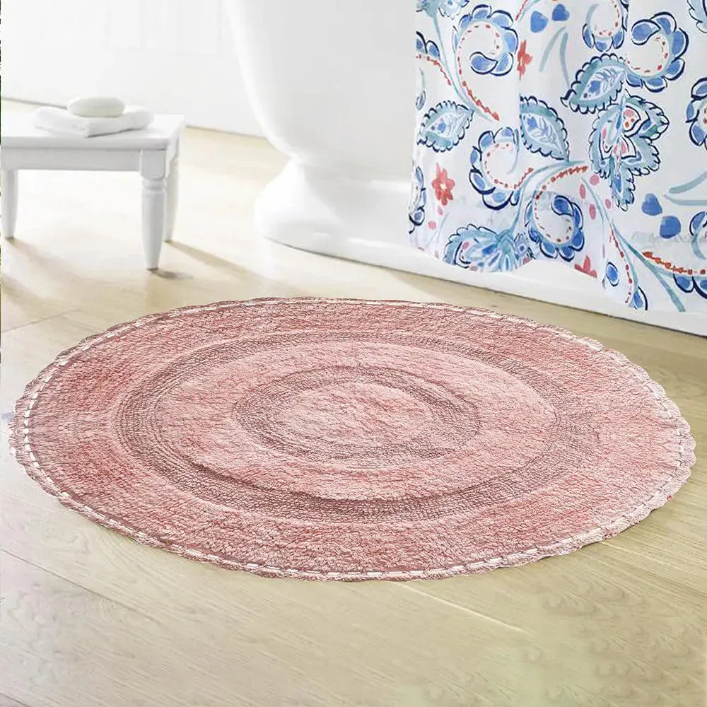Blush Pink Cotton Soft Round Bathmat 90 cm