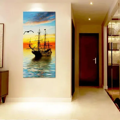 Boat in Sunrise Canvas Printed Wall Painting