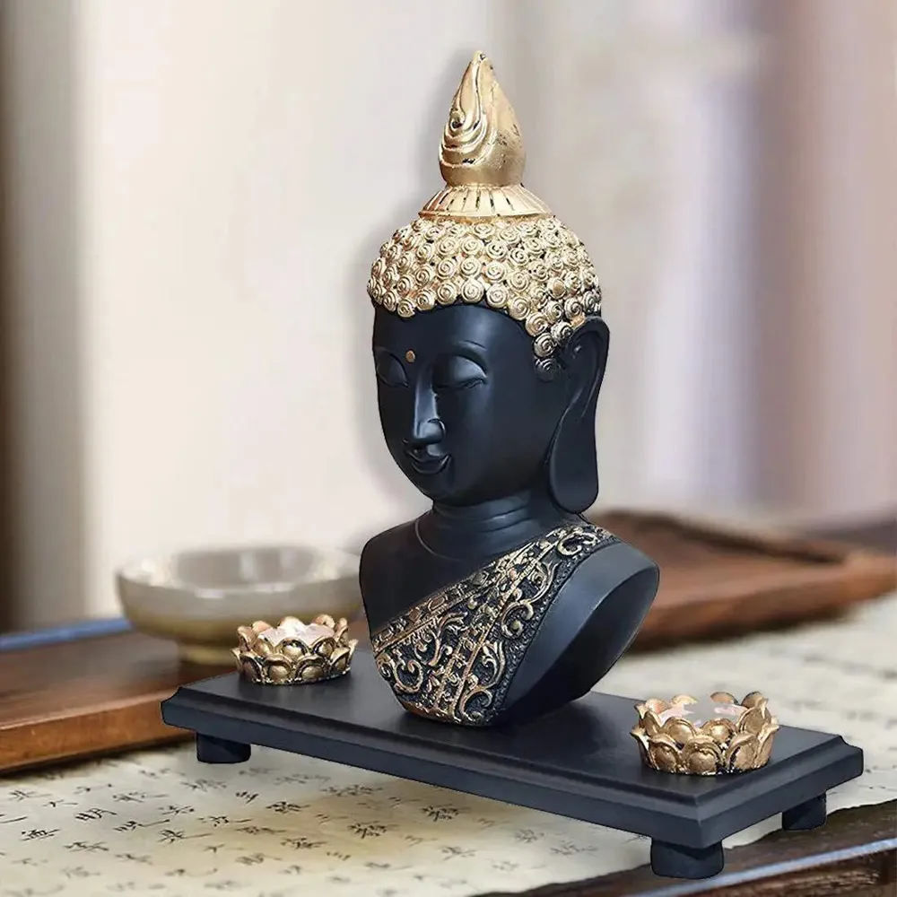Bodhisattva Matte Black Buddha Showpiece