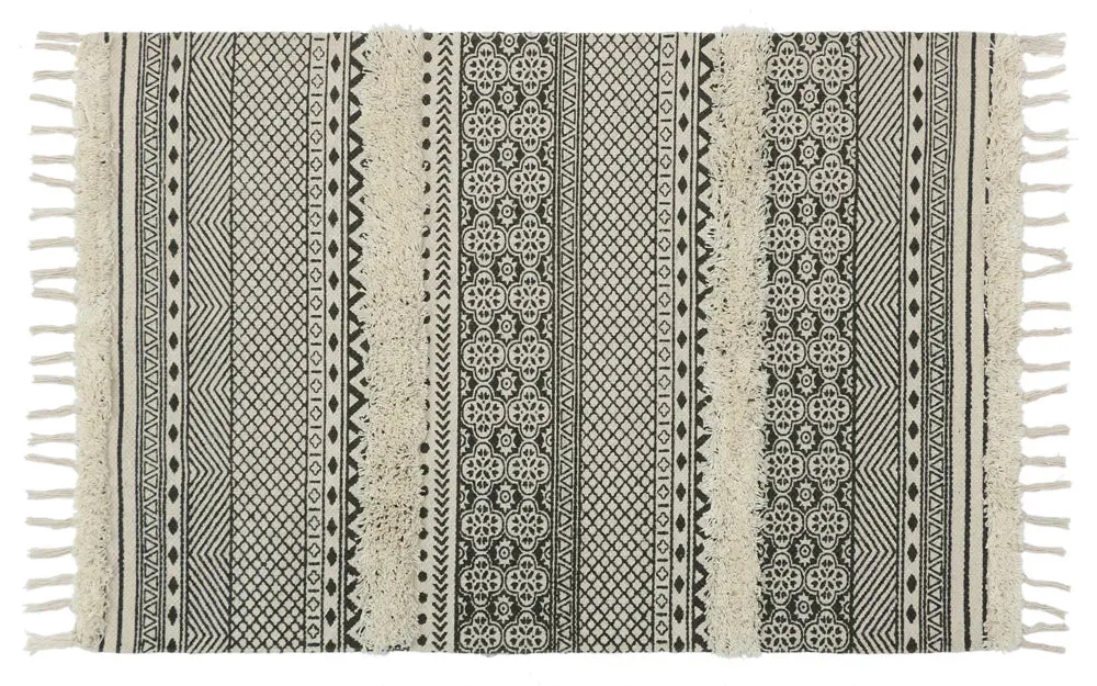 Bohemain Handmade Tufted Grey 100% Cotton Non-Slip Washable Area Rug- 2x3 ft