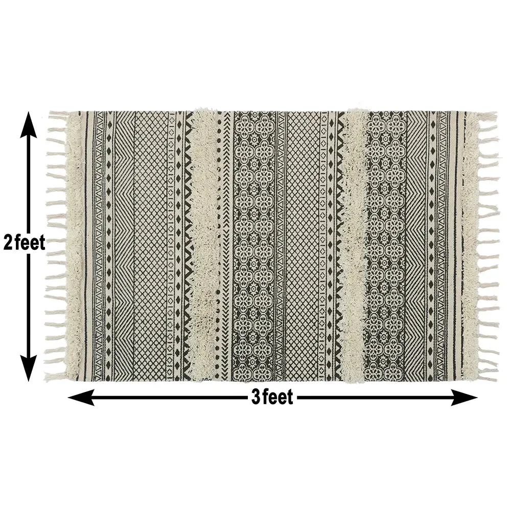 Bohemain Handmade Tufted Grey 100% Cotton Non-Slip Washable Area Rug- 2x3 ft