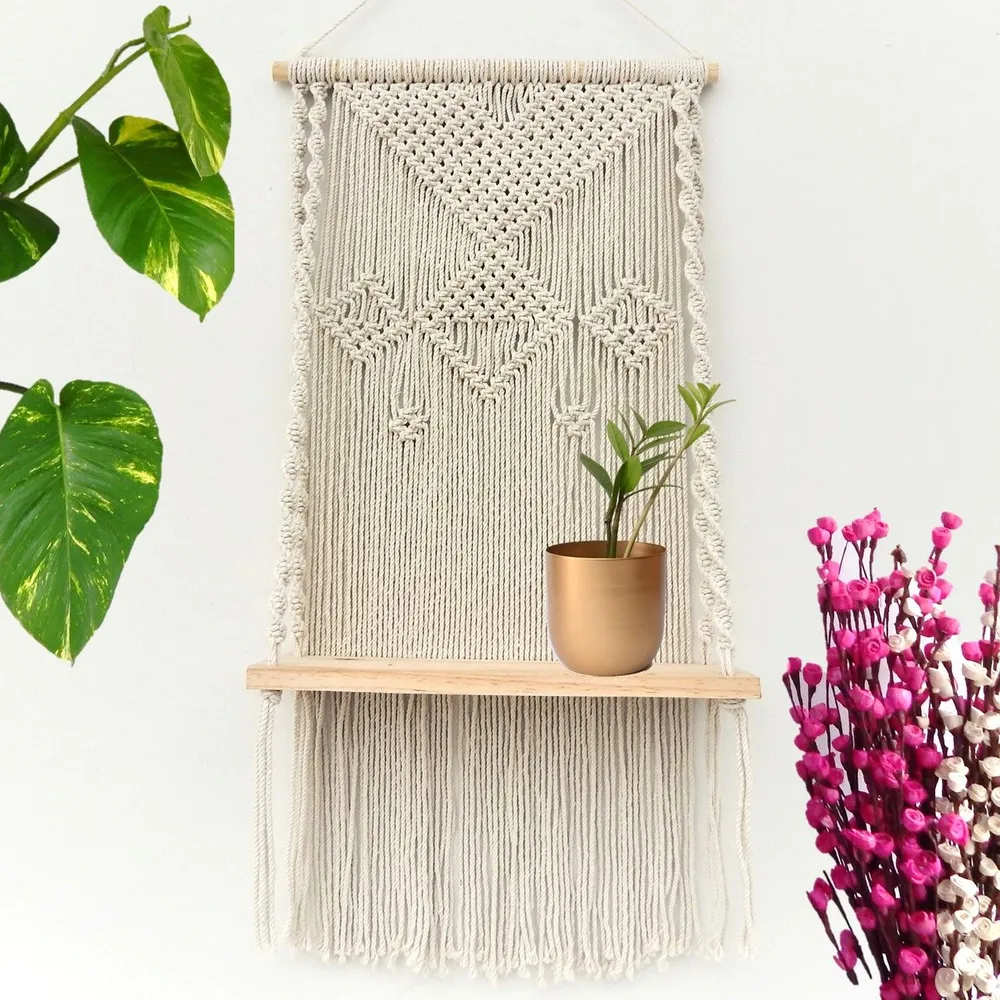 Bohemian Knotted Wall Hanging Shelf