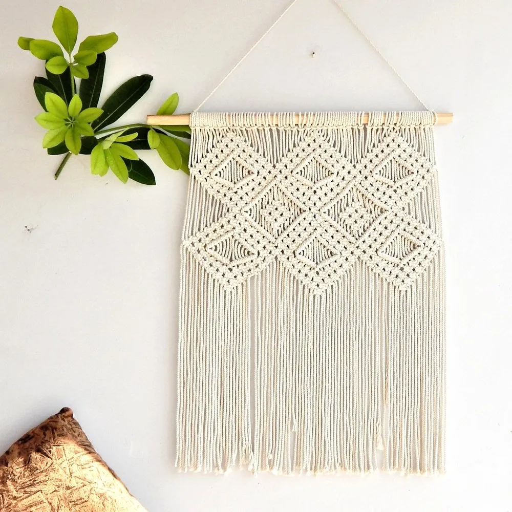 Boho Diamond-Shaped Macrame Wall Hanging
