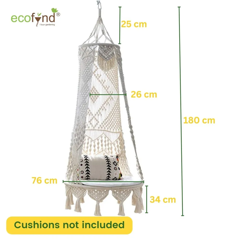 Boho-inspired Durable Knotted Macrame Swing Hammock