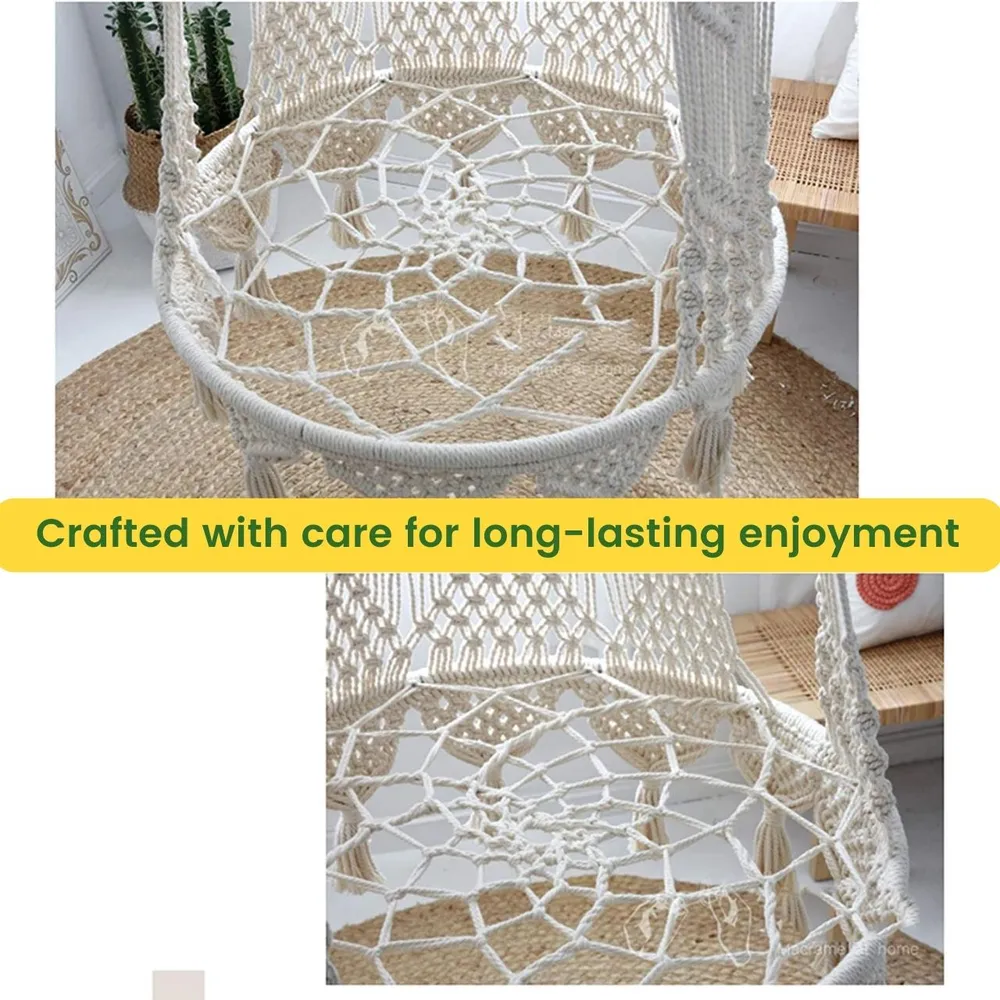 Boho-inspired Durable Knotted Macrame Swing Hammock