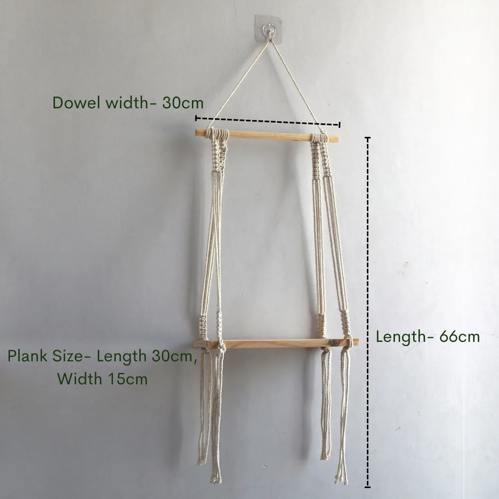 Boho-inspired Off-white Durable Macrame Wall Hanging Shelf