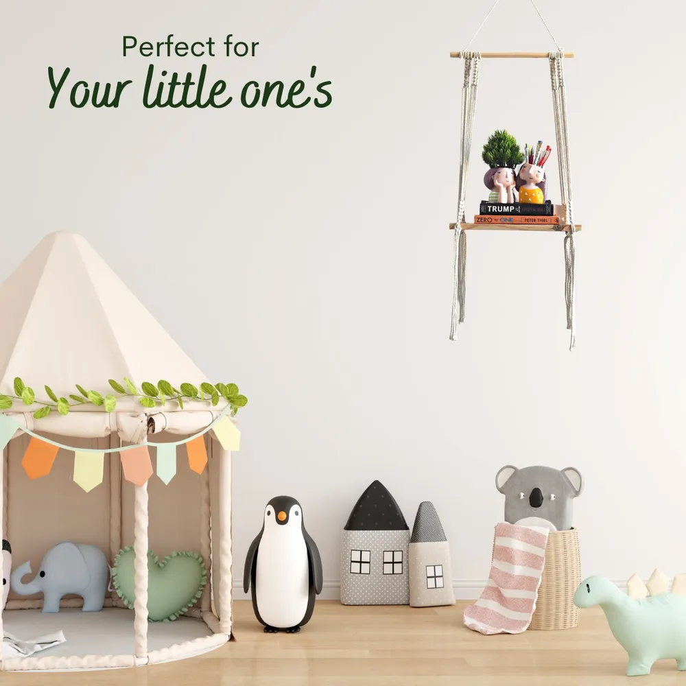 Boho-inspired Off-white Durable Macrame Wall Hanging Shelf