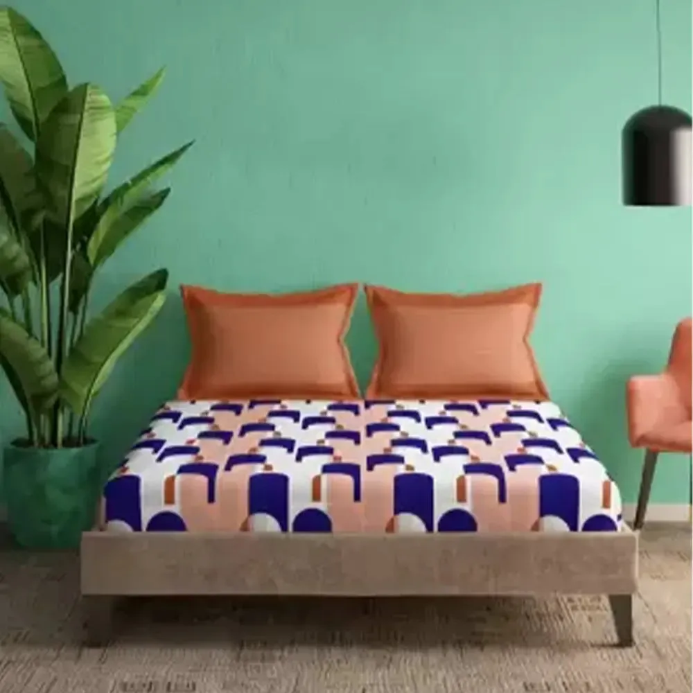 Bold Abstract Print Magnum Cotton King Size Bedsheet with 2 Pillow Covers - 300 Thread Count