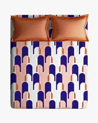 Bold Abstract Print Magnum Cotton King Size Bedsheet with 2 Pillow Covers - 300 Thread Count