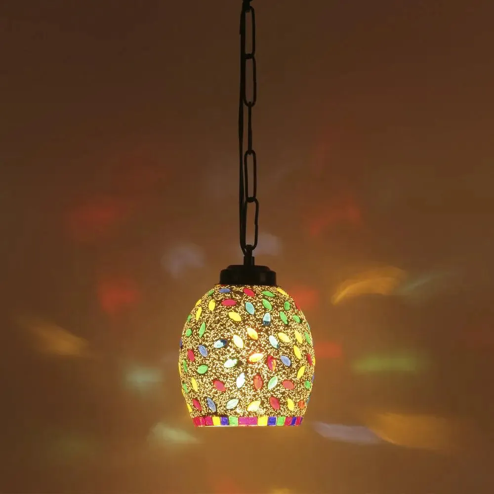 Bold And Beautiful Multicolor Mosaic Hanging Lamp