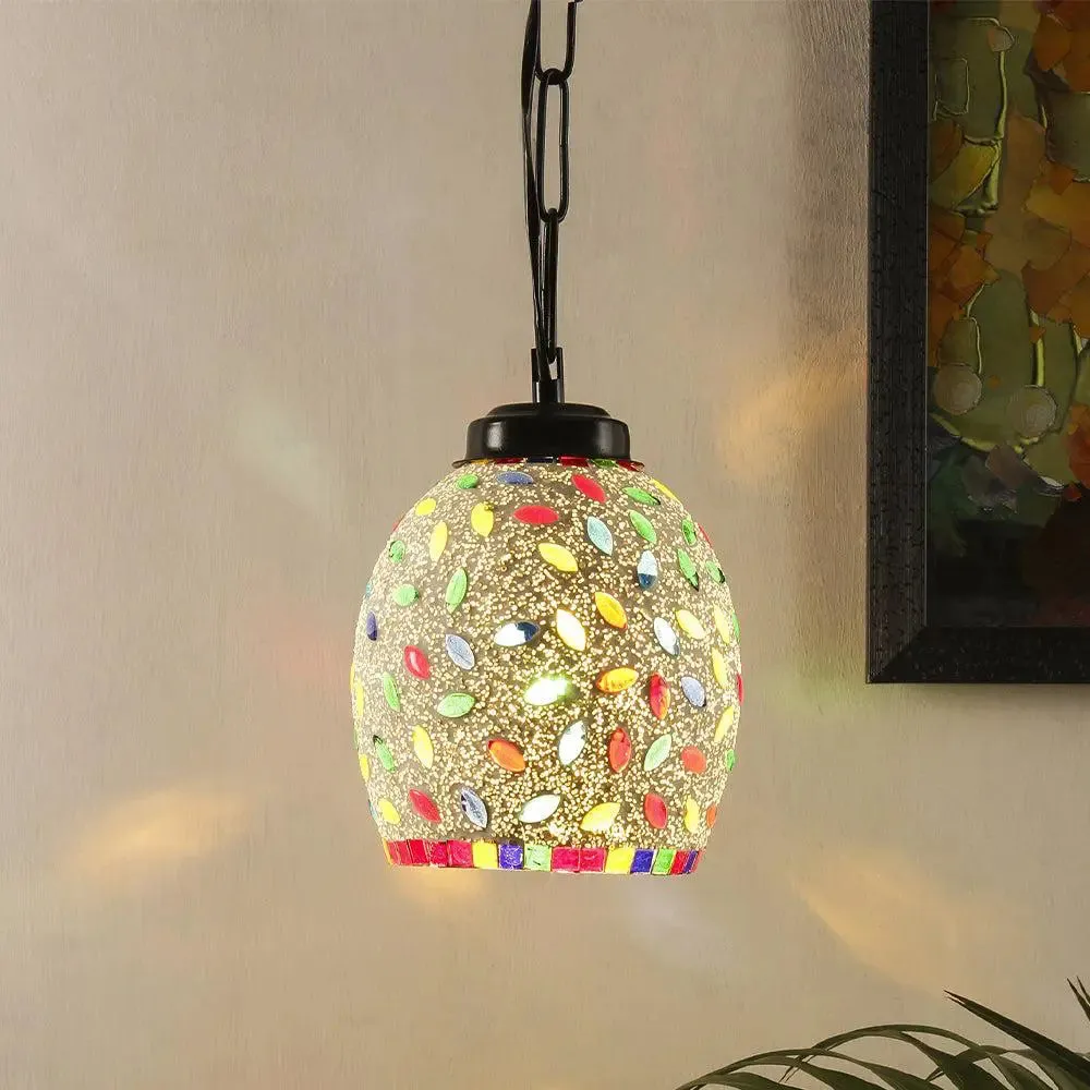 Bold And Beautiful Multicolor Mosaic Hanging Lamp