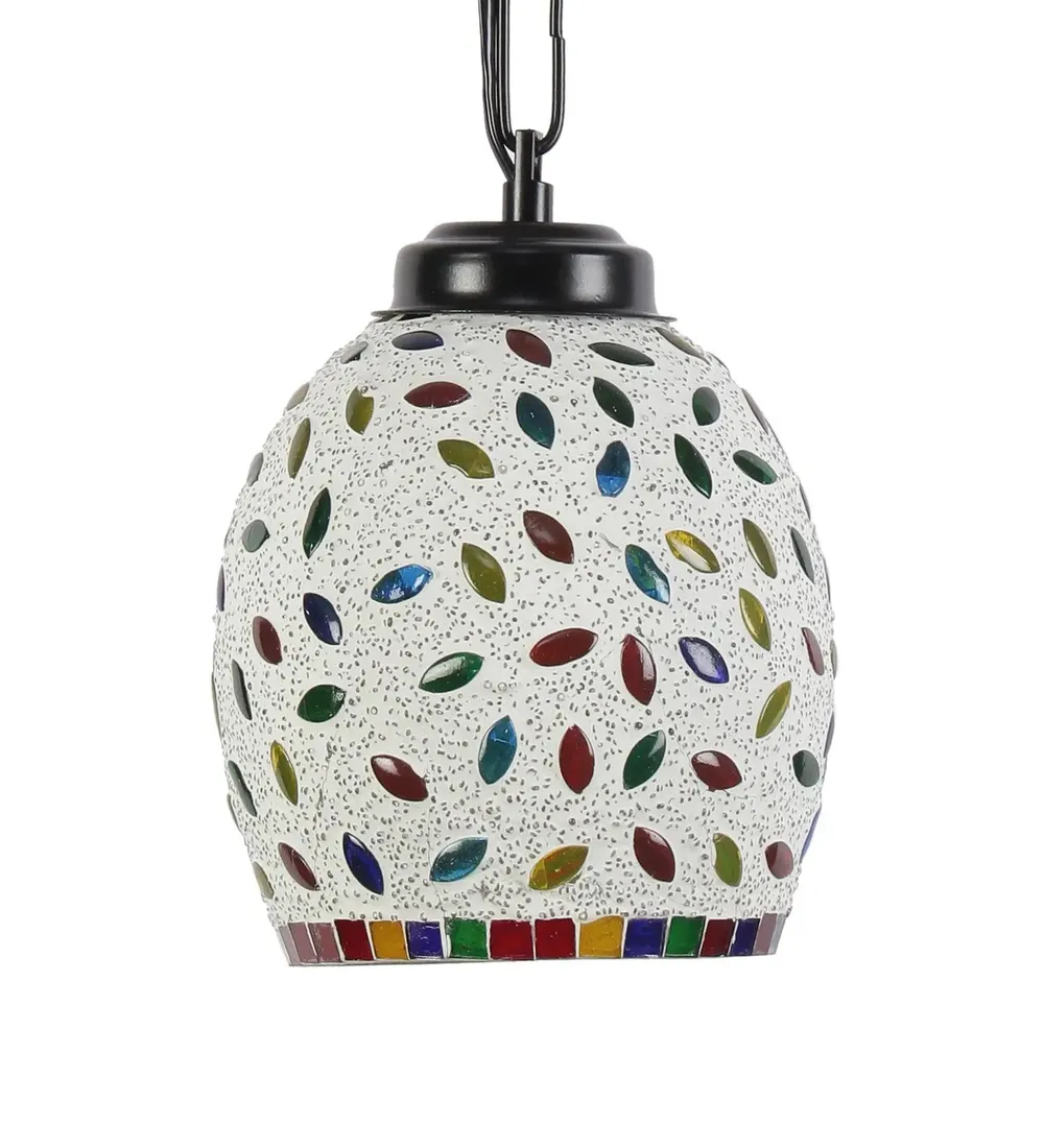 Bold And Beautiful Multicolor Mosaic Hanging Lamp