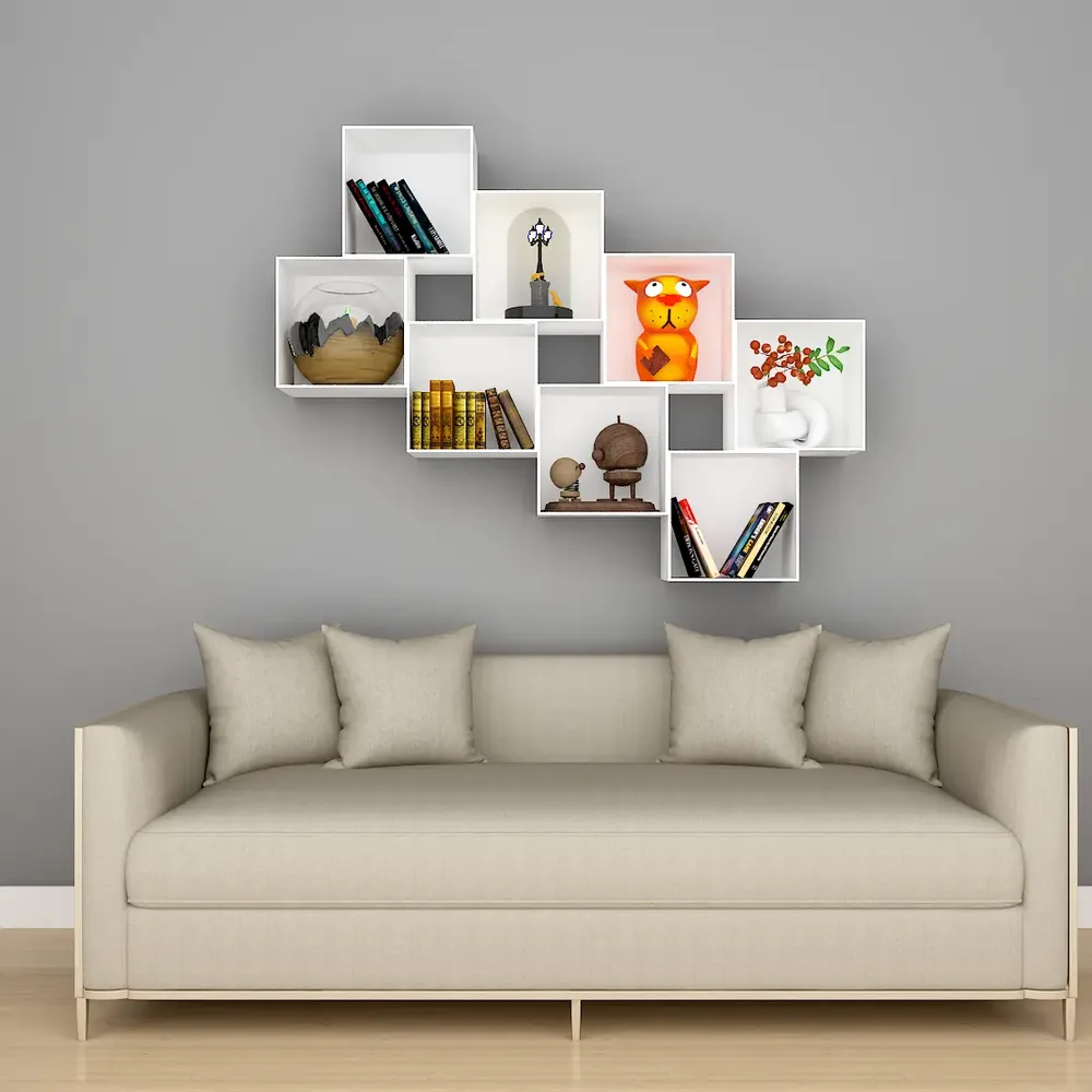 Bookshelf Design - The Stack Wood Wall Cabinet in White Color