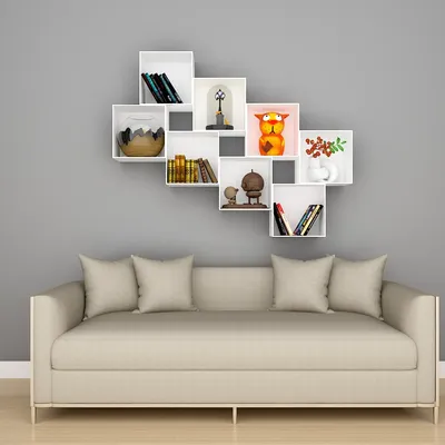 Bookshelf Design - The Stack Wood Wall Cabinet in White Color