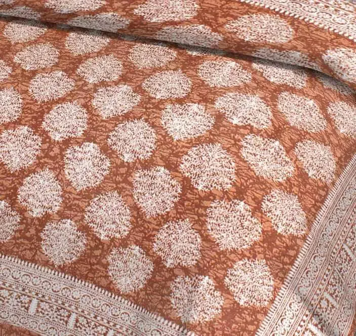 Bordered Brown & White 144 TC Cotton Double Bedsheet with Pillow Covers