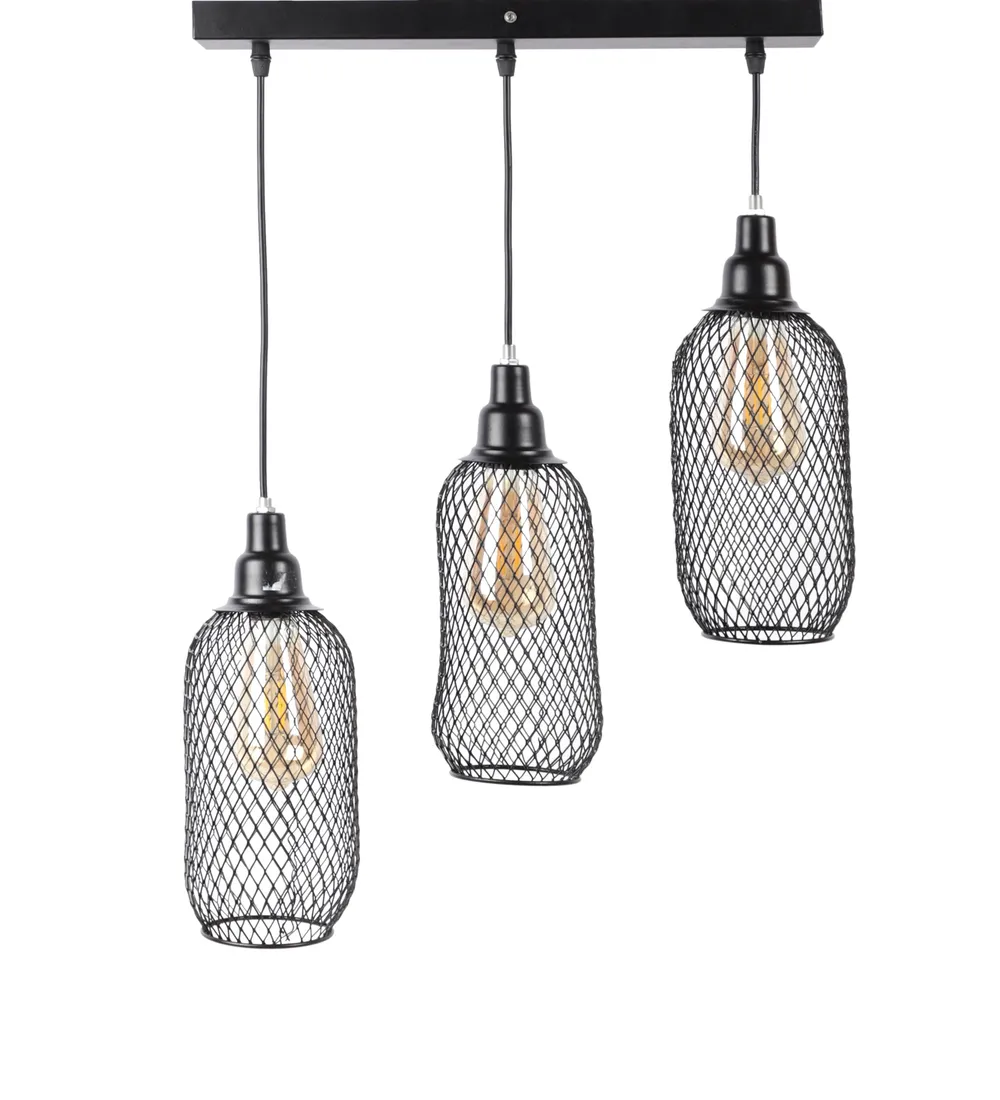 Bottle Motif Caged Tripple Cluster Hanging Light