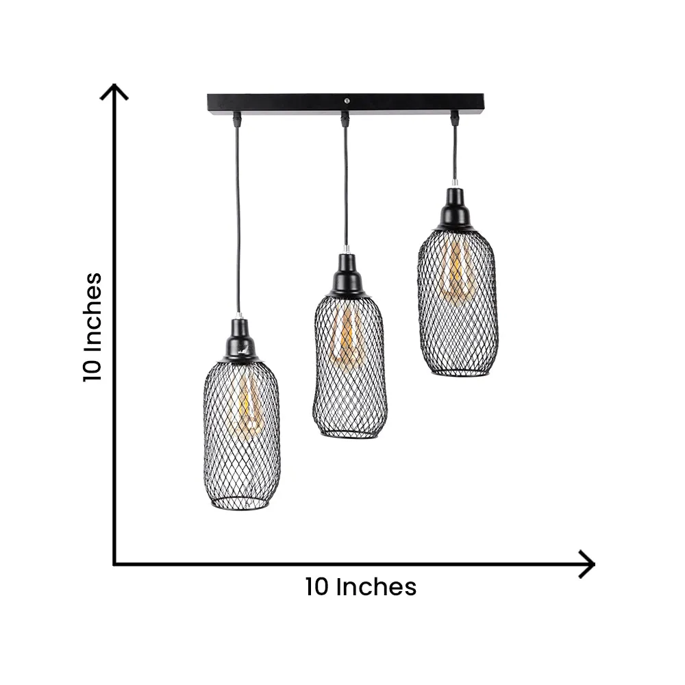 Bottle Motif Caged Tripple Cluster Hanging Light