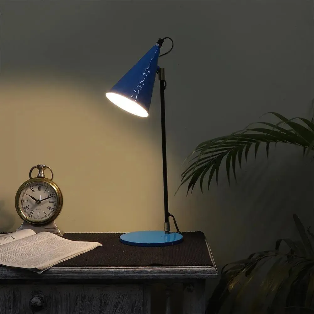 Bowed Blue Metal Modern Study Lamp