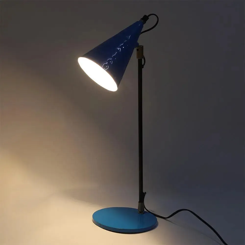Bowed Blue Metal Modern Study Lamp