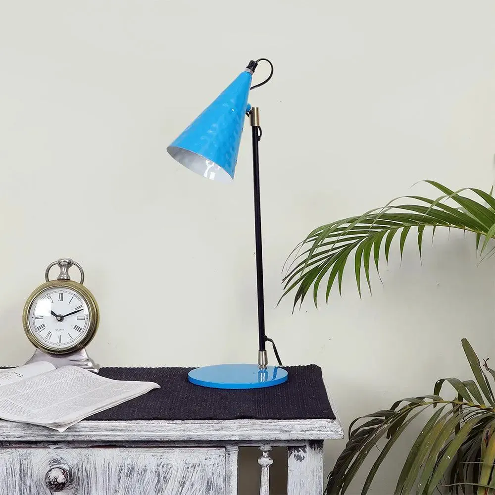 Bowed Blue Metal Modern Study Lamp
