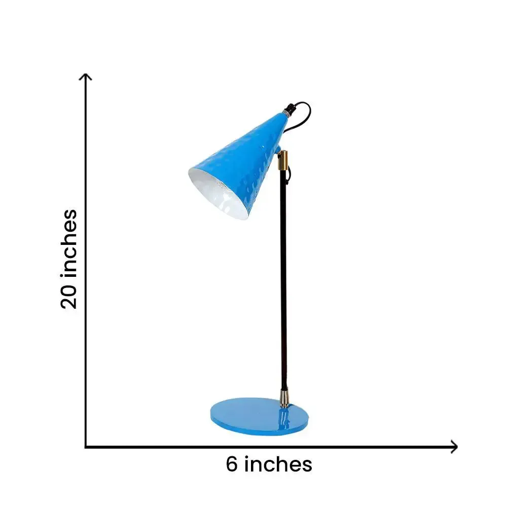 Bowed Blue Metal Modern Study Lamp