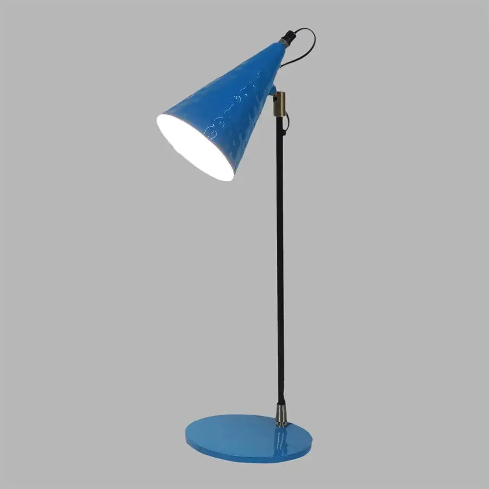 Bowed Blue Metal Modern Study Lamp