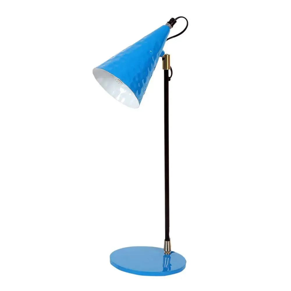 Bowed Blue Metal Modern Study Lamp