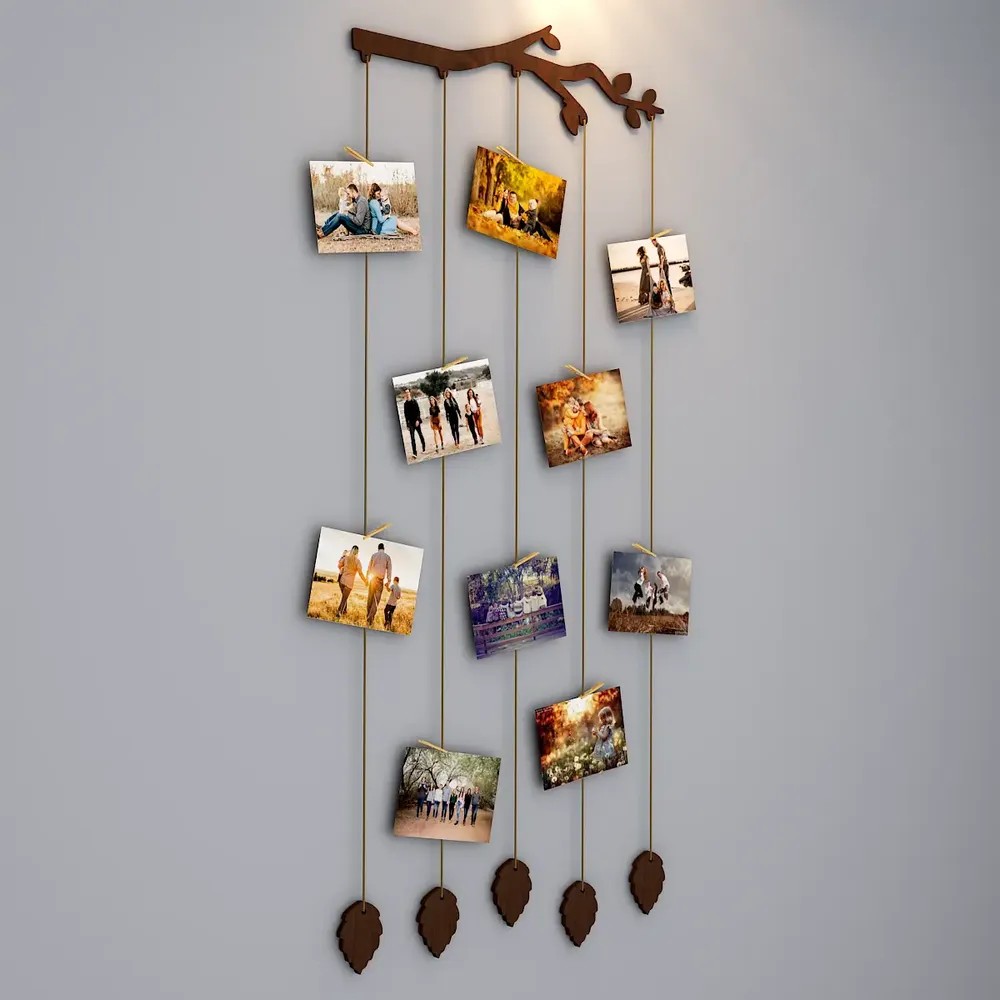 Branch Wood Photo Frame With Clips