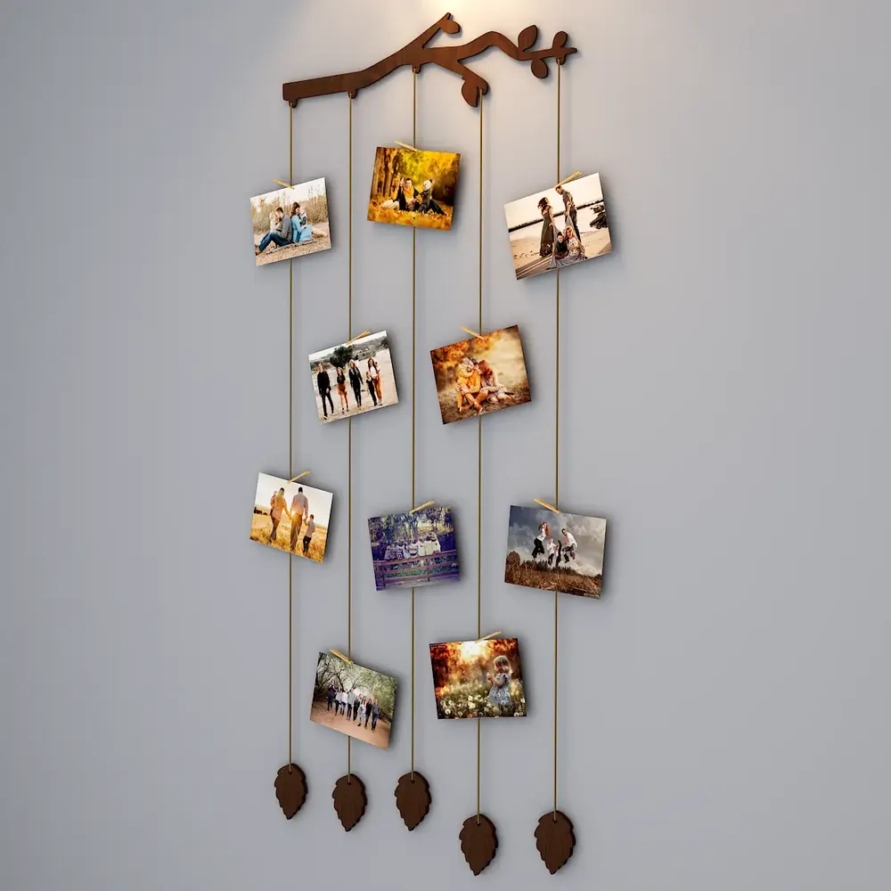 Branch Wood Photo Frame With Clips