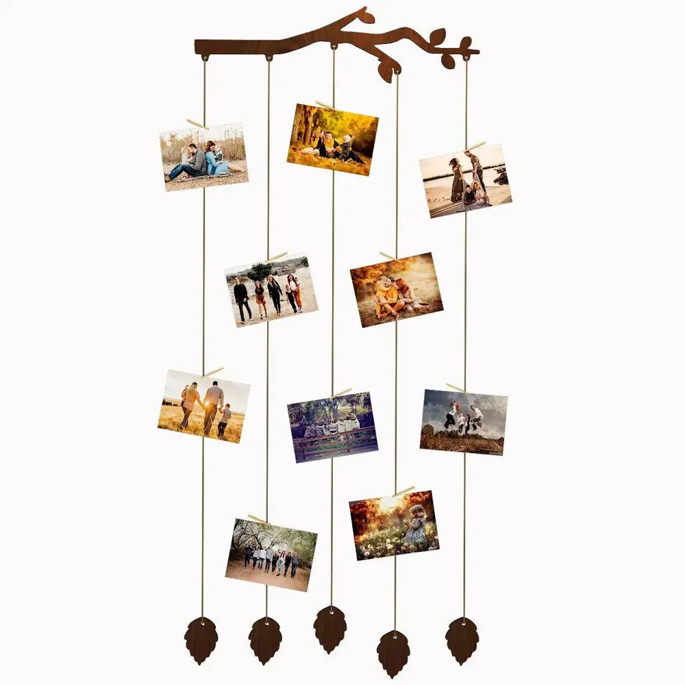 Branch Wood Photo Frame With Clips