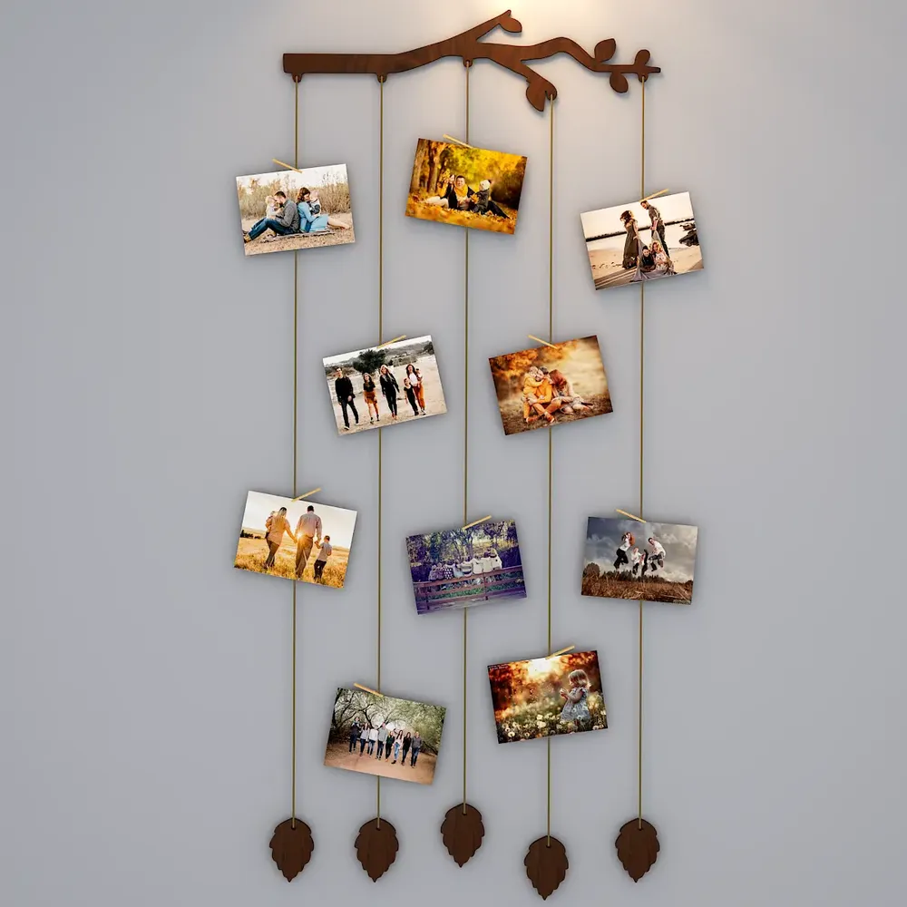 Branch Wood Photo Frame With Clips