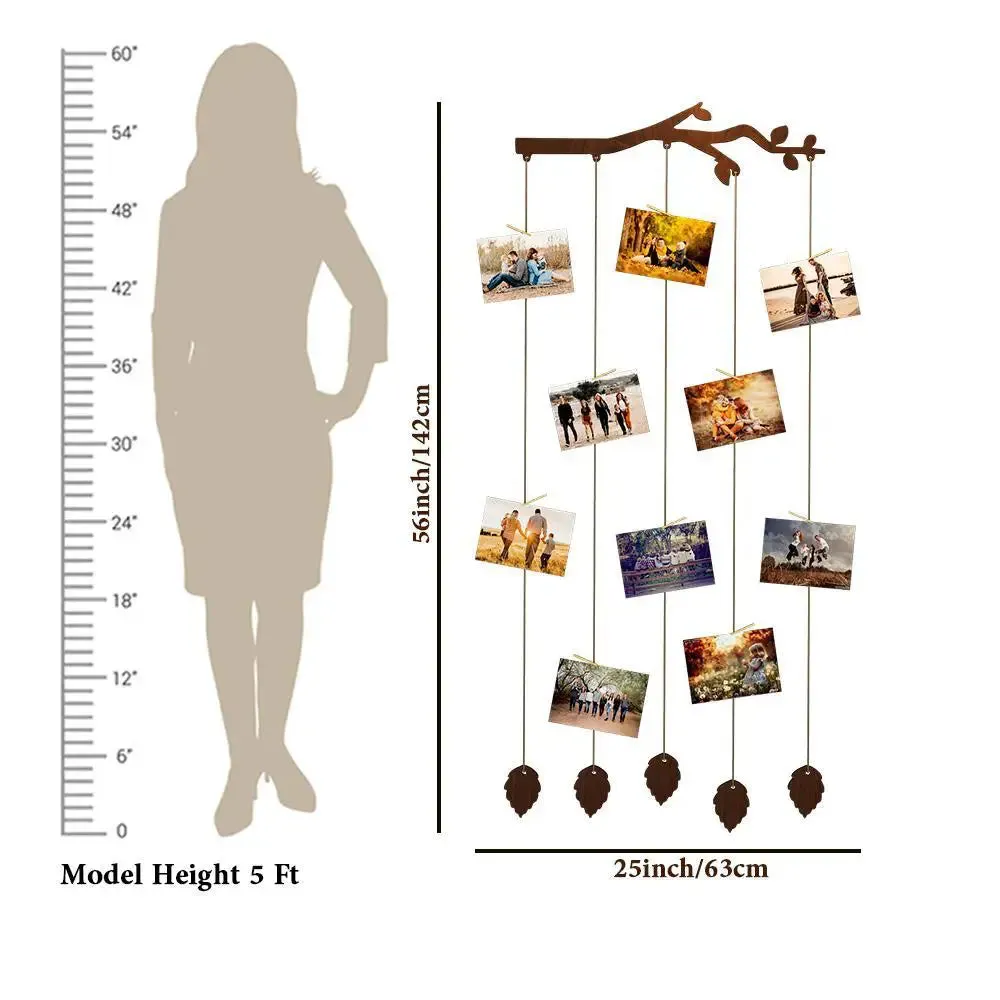 Branch Wood Photo Frame With Clips