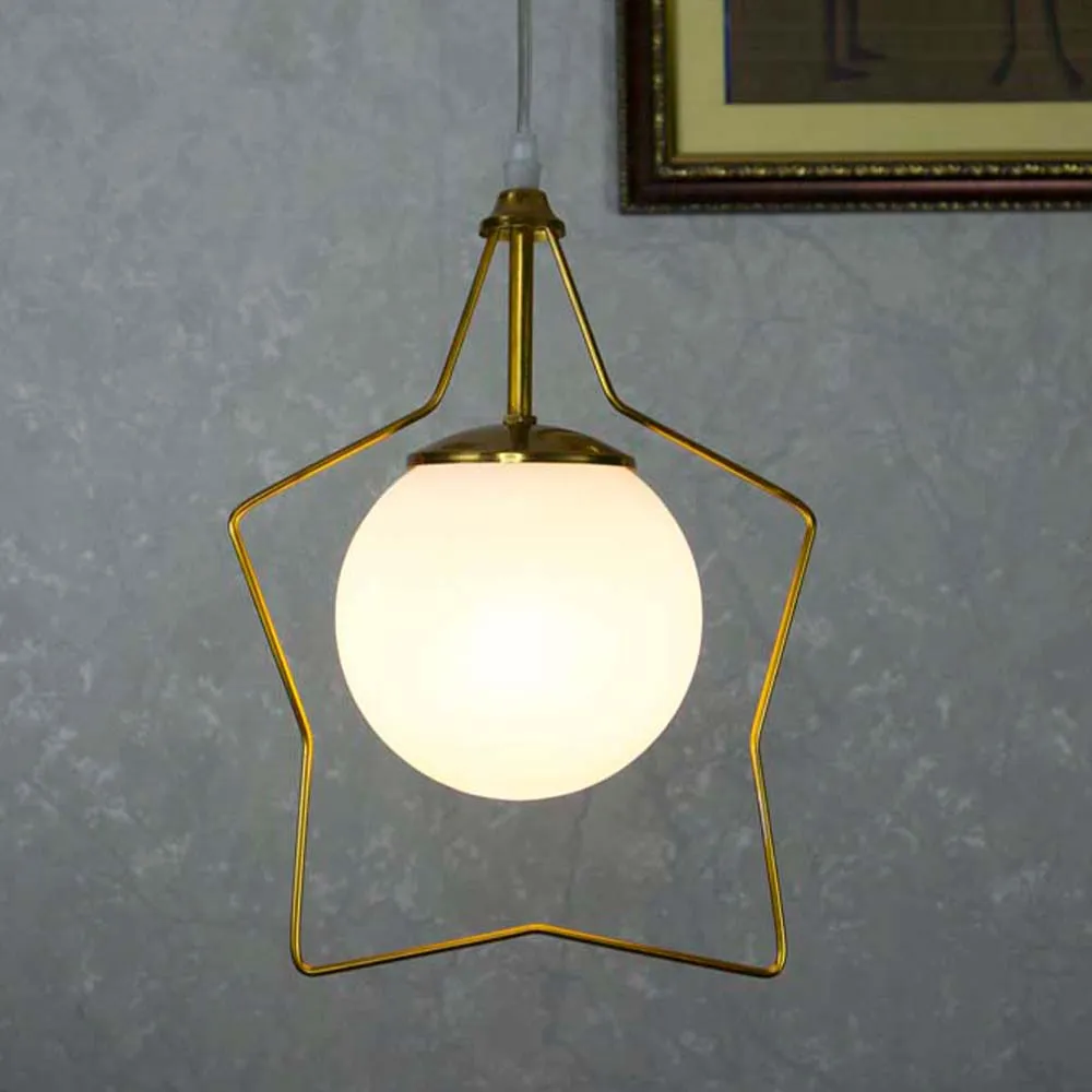 Brass Gold Pendant Light With Frosted Glass