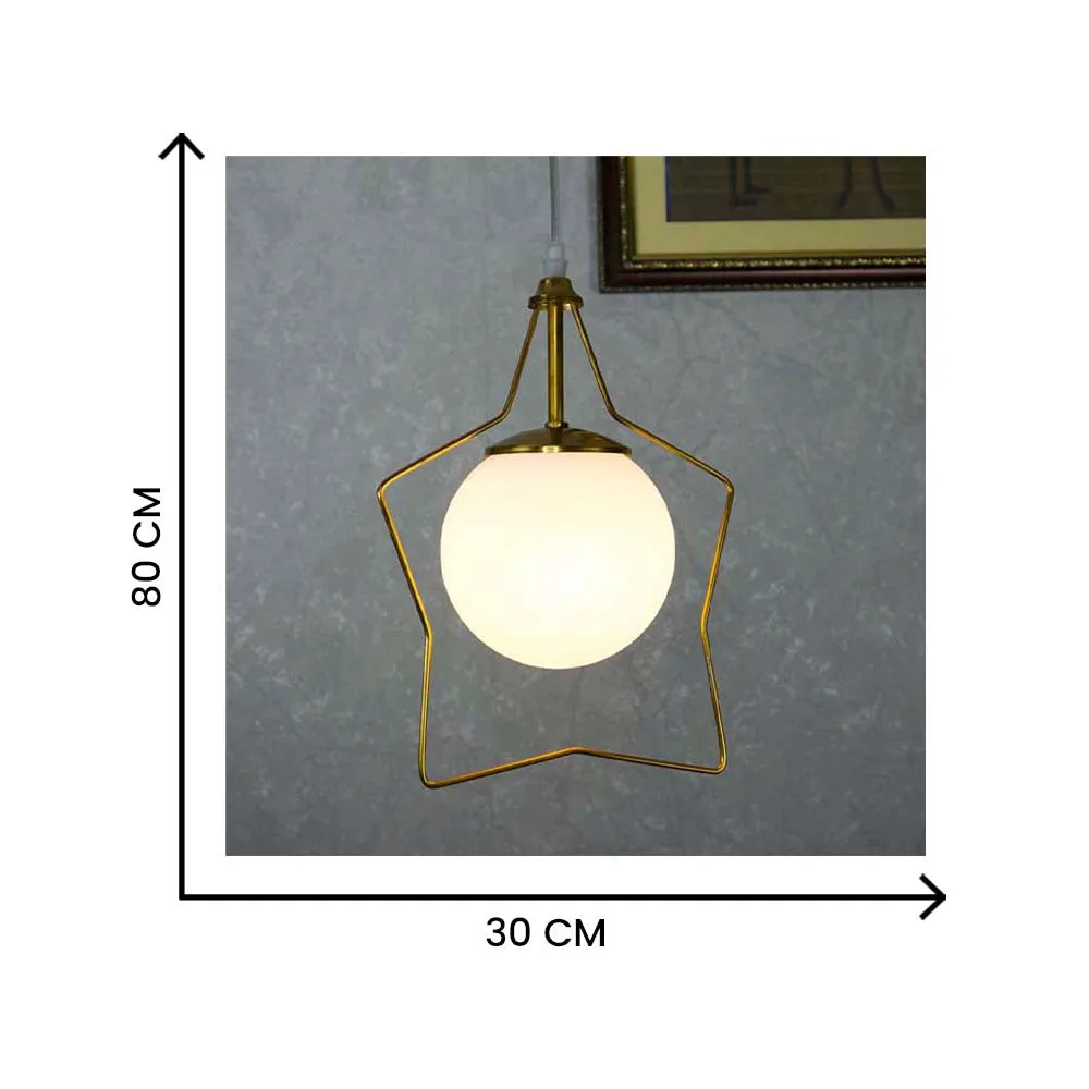 Brass Gold Pendant Light With Frosted Glass