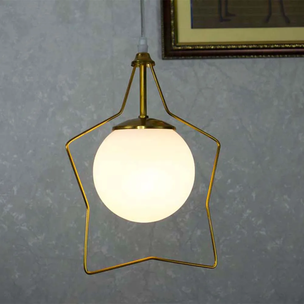 Brass Gold Pendant Light With Frosted Glass