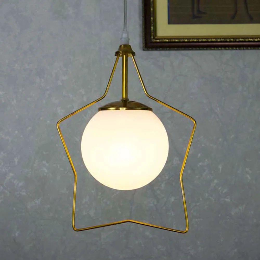 Brass Gold Pendant Light With Frosted Glass