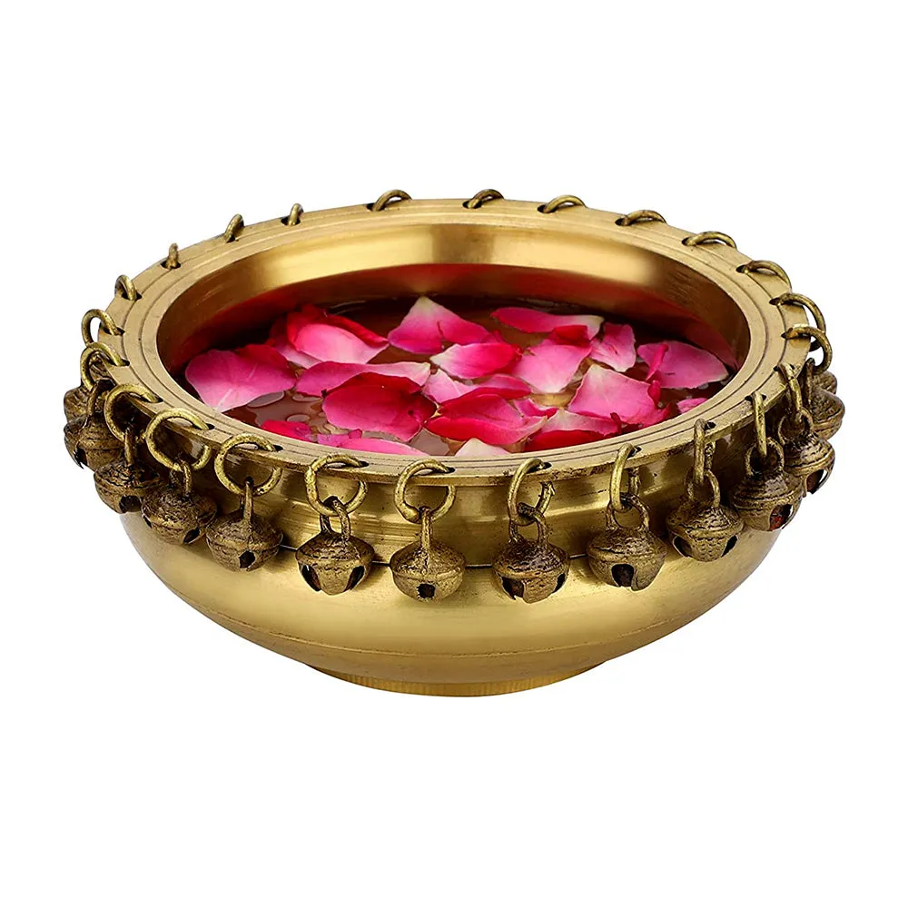 Brass Urli Bowl With Ghungroo Work Small 6x6x3 (inches)