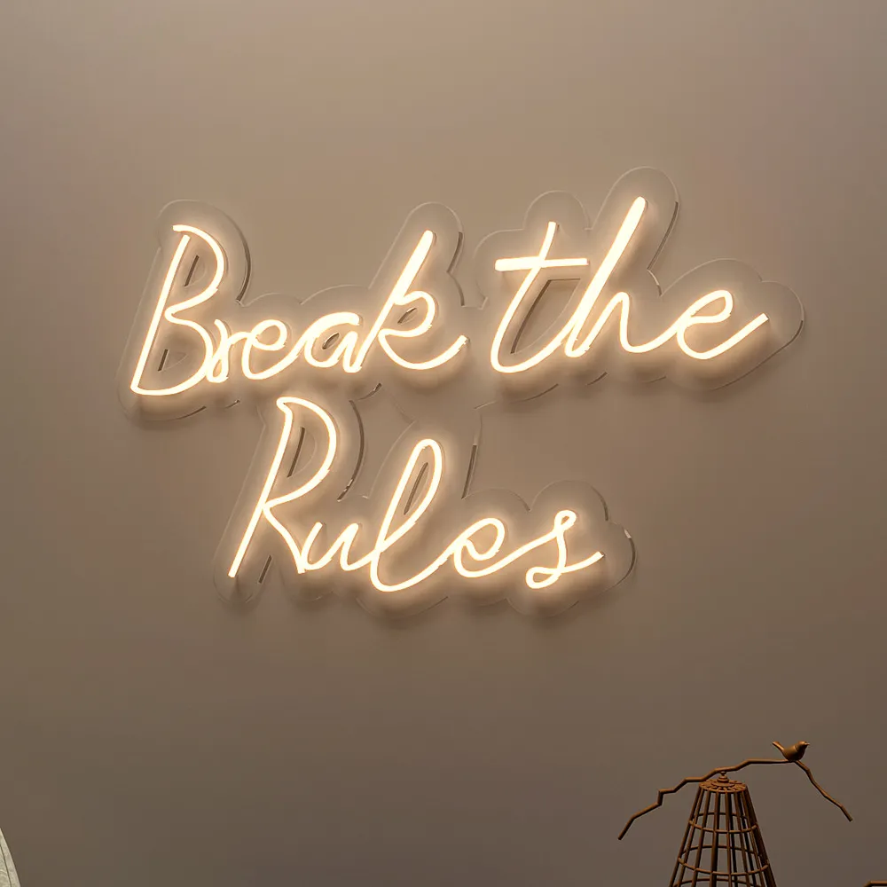 Break The Rules Neon LED Light ( Available in Multiple Colors) Pink