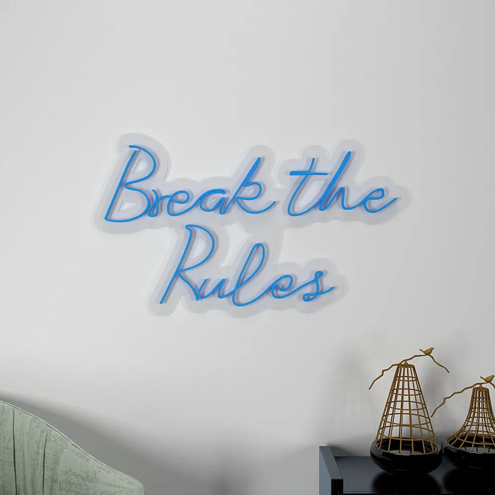 Break The Rules Neon LED Light ( Available in Multiple Colors) Pink