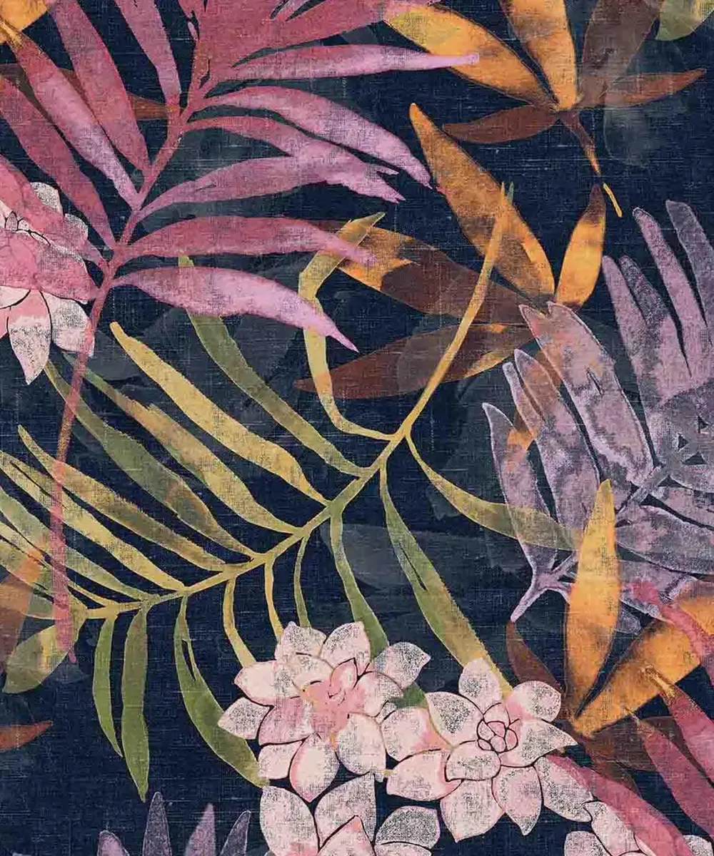 Breezy Botanicals Textured Premium Wallpaper- Modern Bites dark multi-color