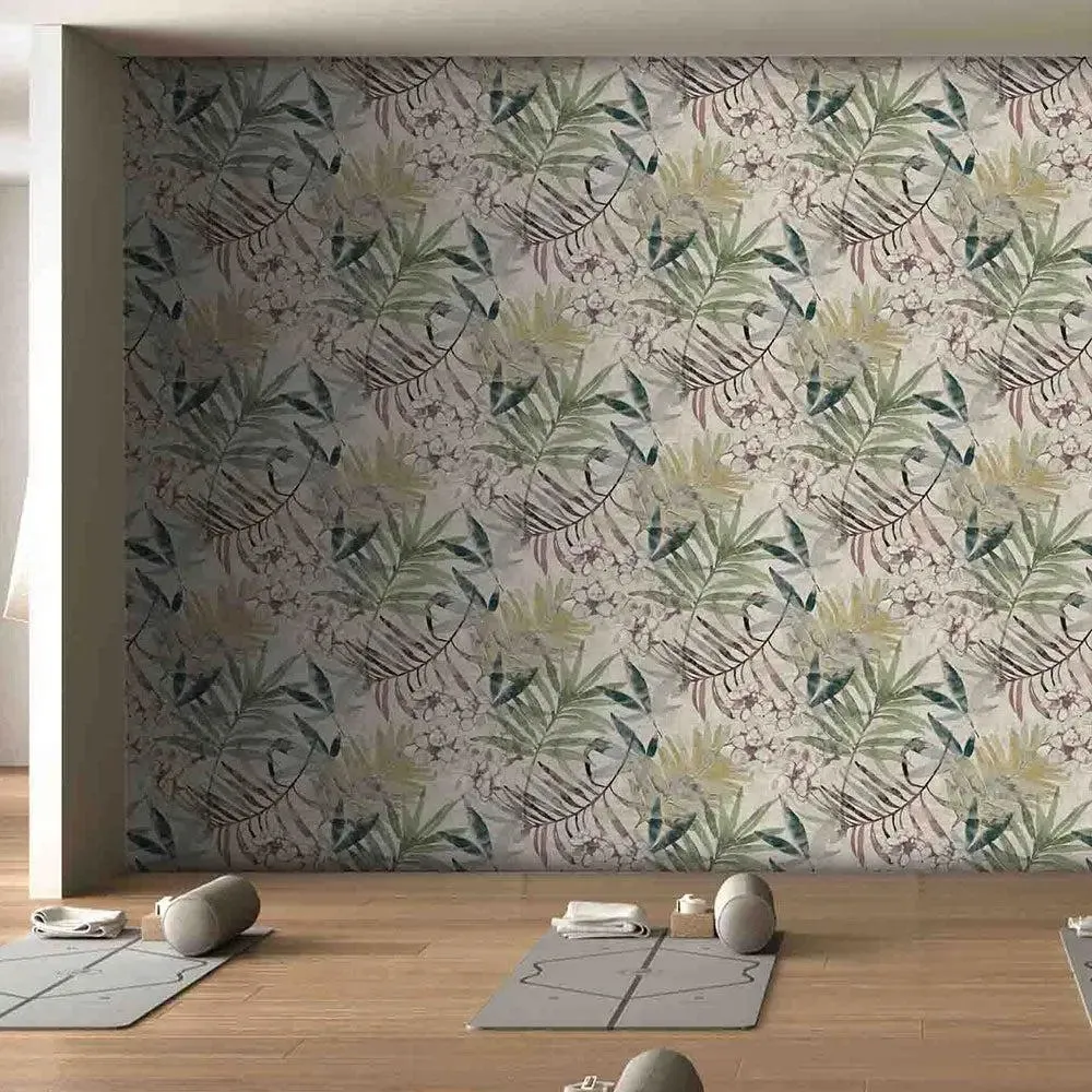 Breezy Botanicals Textured Premium Wallpaper- Modern Bites dark multi-color