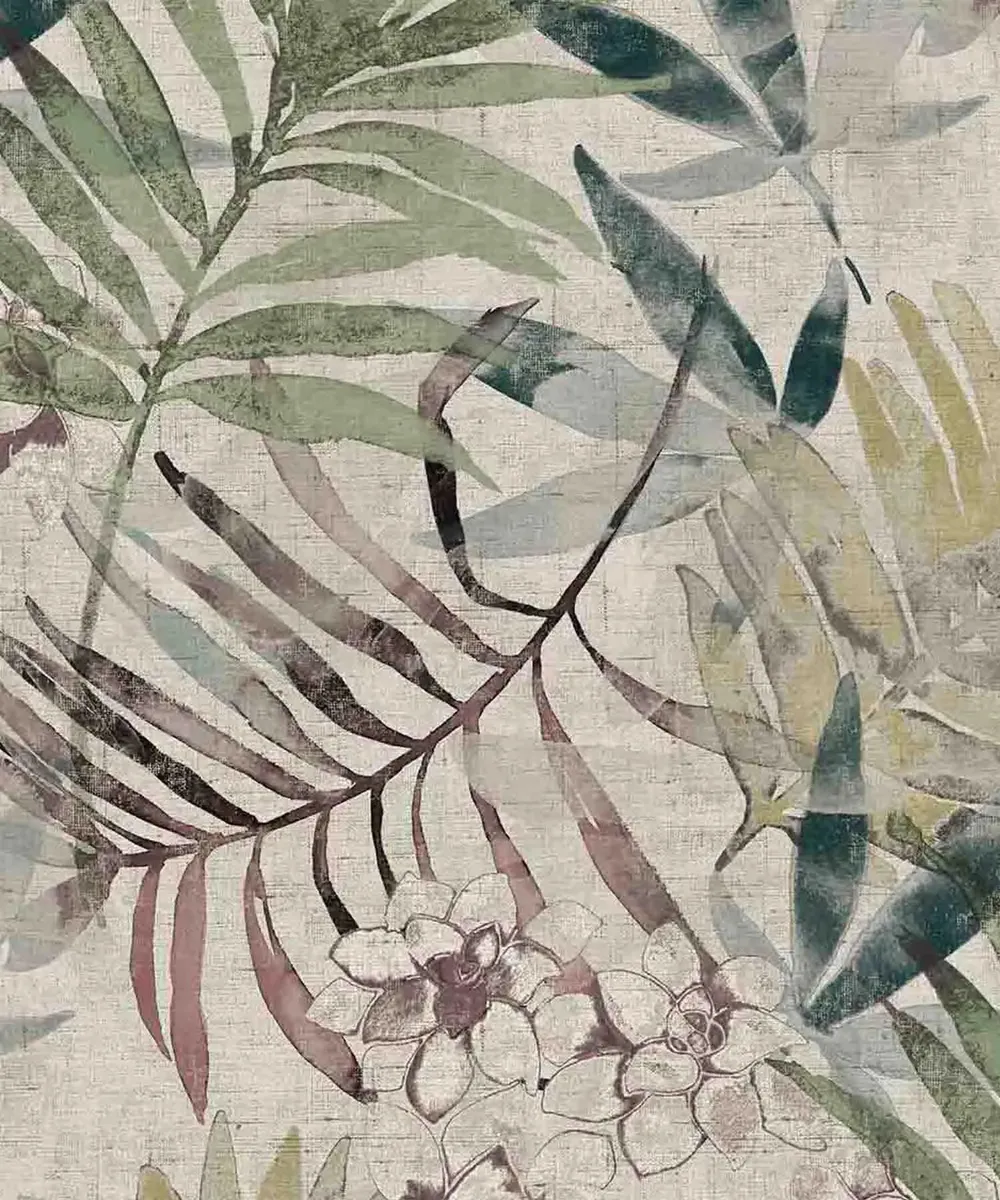Breezy Botanicals Textured Premium Wallpaper- Modern Bites dark multi-color
