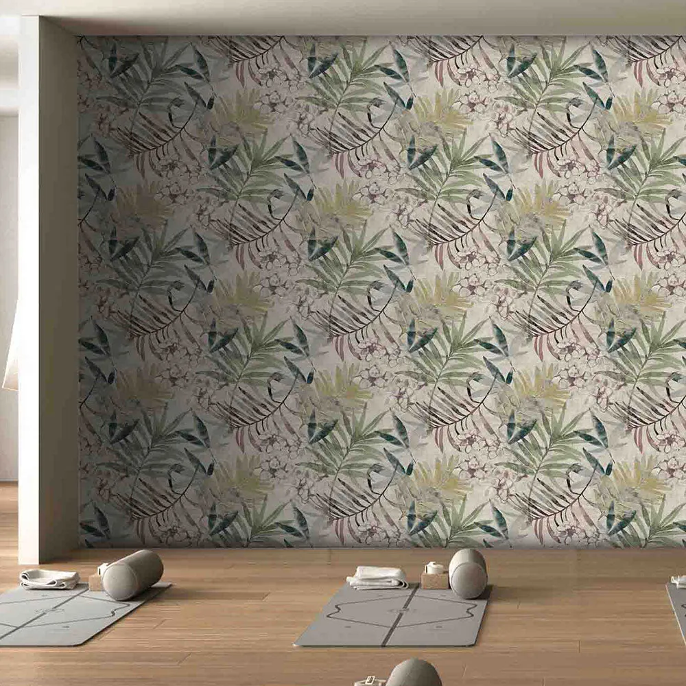 Breezy Botanicals Textured Premium Wallpaper- Modern Bites dark multi-color
