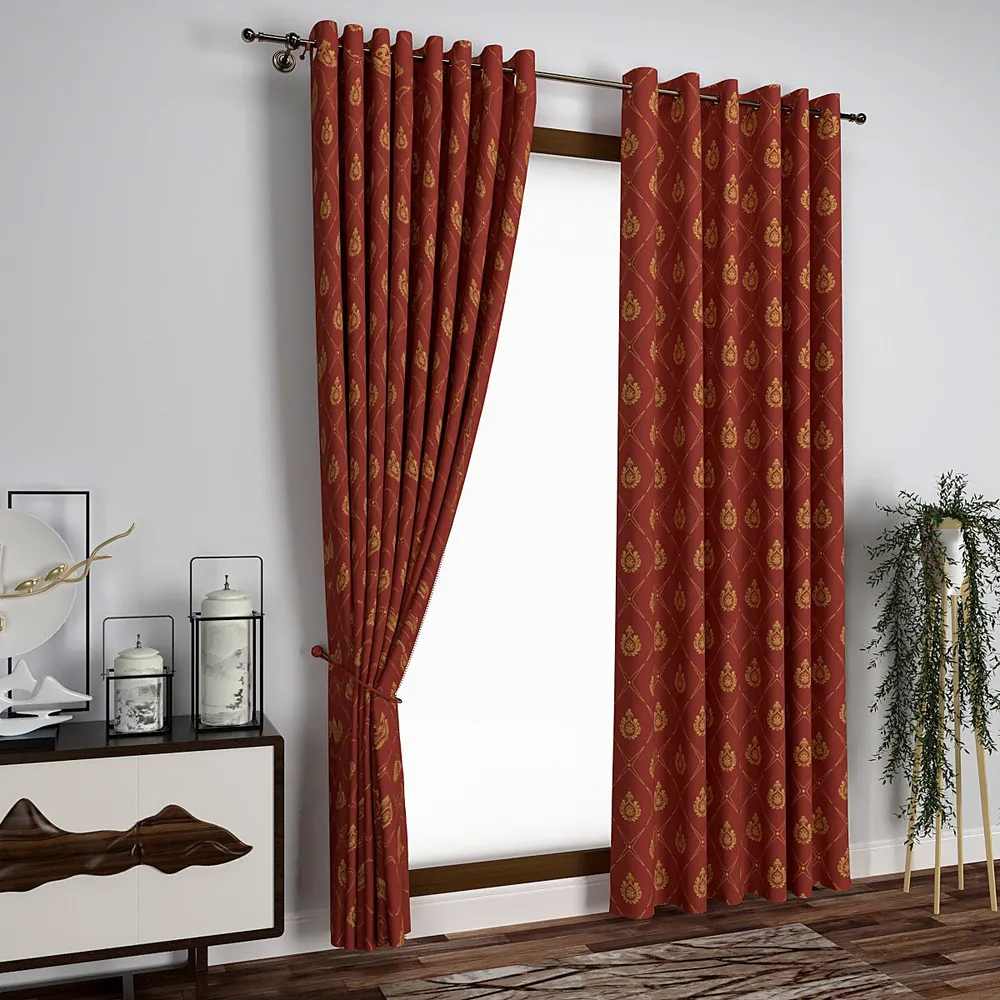 Brick Red Designer Window Curtain