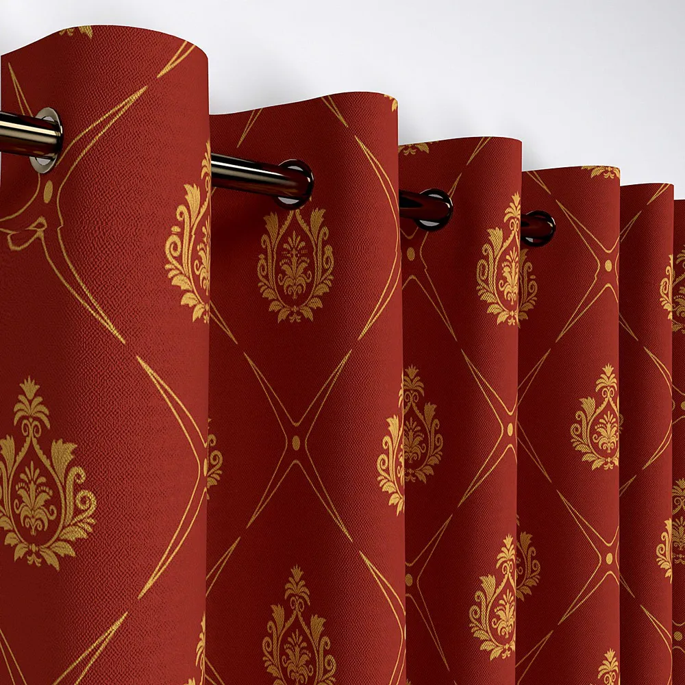Brick Red Designer Window Curtain