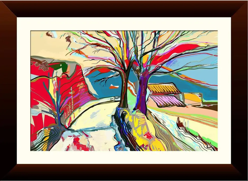 Bright Colored Scenery Framed Wall Painting Framed with Break Resistant Clear Acrylic Glass