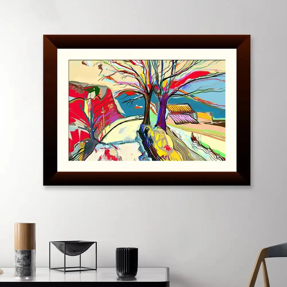 Bright Colored Scenery Framed Wall Painting Framed with Break Resistant Clear Acrylic Glass
